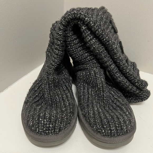 Ugg Classic Cardy Metallic Gray Sweater Tall Boots - Picture 3 of 8
